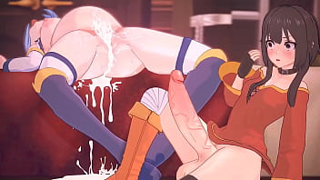 Aqua Recibe Una Fuerte Empujada (animación Futa De Konosuba)
